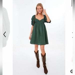 Hyacinth House Emerald Puff Sleeve Sasha Mini Dress